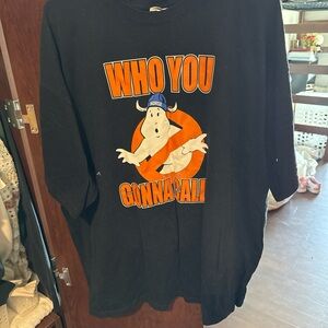 Gildan Black Tee with Orange and White Graphic
